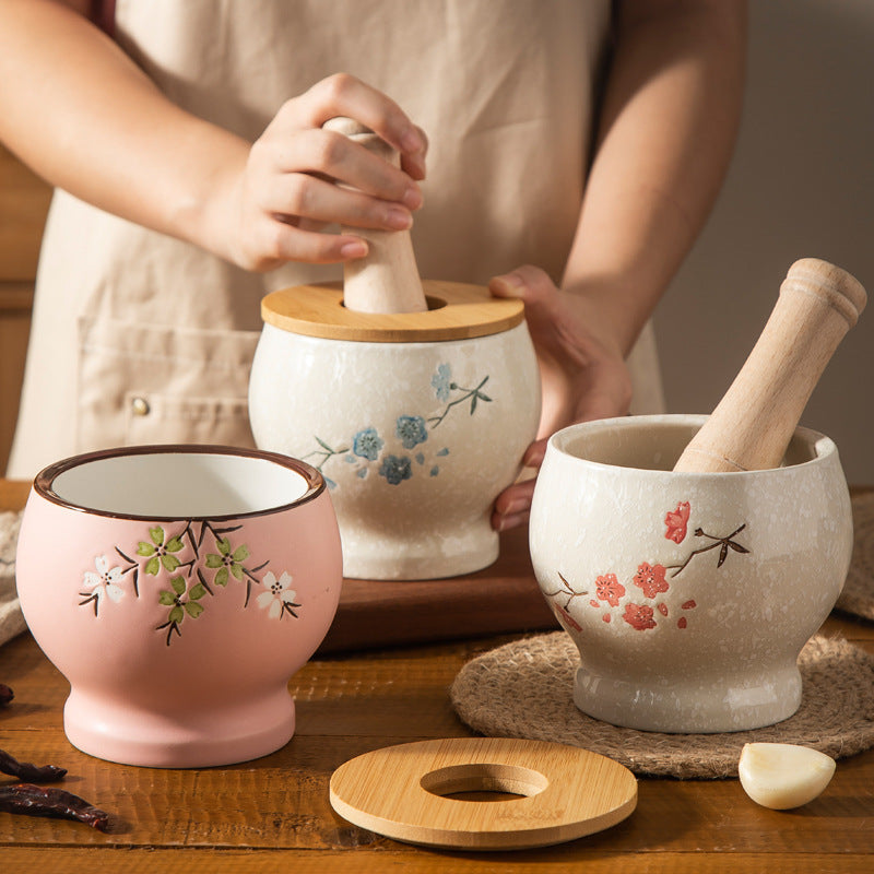 Ceramic Garlic Masher Jar – Manual Garlic Mortar Grinder