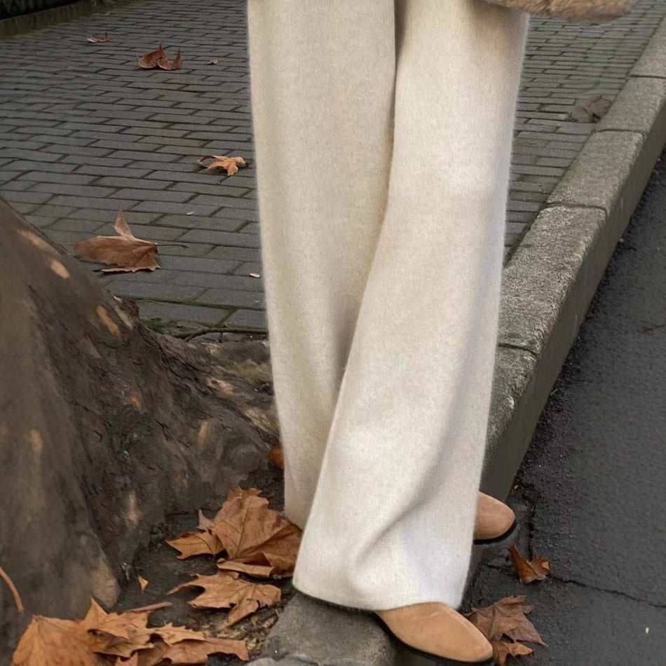 Slim Knitted Wide-Leg Pants