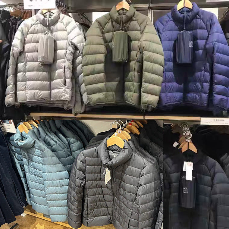 Men’s Lightweight Down Cotton Jacket – Stand Collar Winter Coat