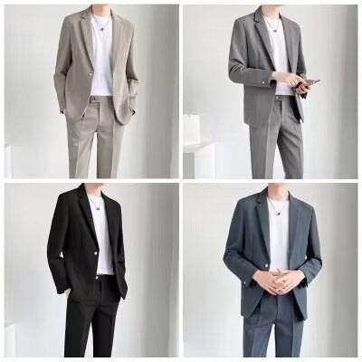 Men’s Slim-Fit Suit with Ankle-Length Pants Wedding