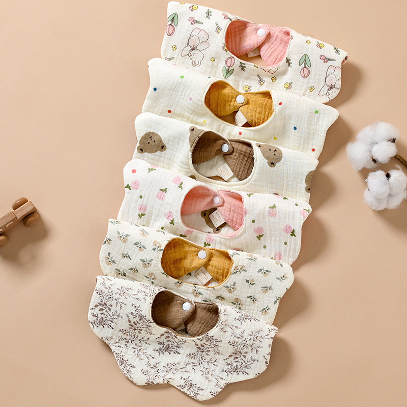 Double Sided Pure Cotton Waterproof Baby Petal Bib Soft Care