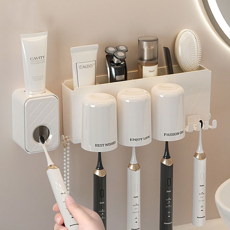 Wall-Mounted Toothbrush & Mouthwash Cup Set – Moisture-Proof