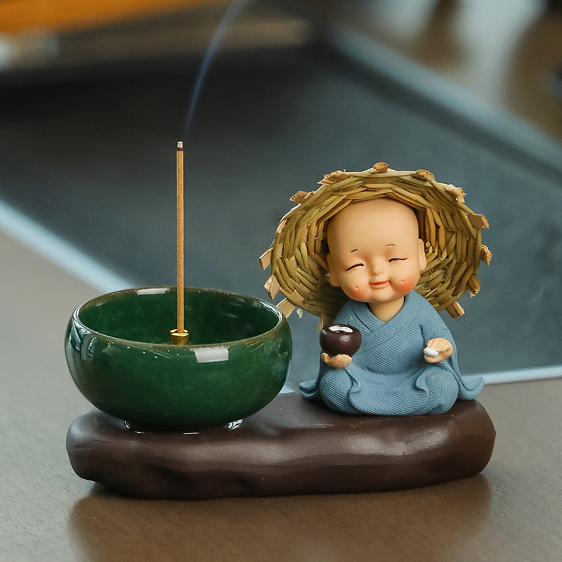 Rui Jie Cute Straw Hat Monk Zen Aromatherapy Incense