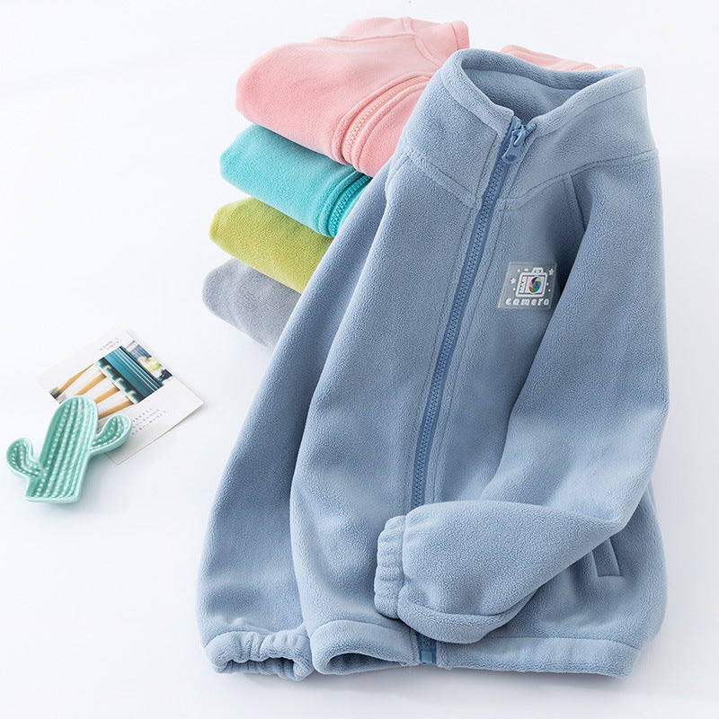 Kids Polar Fleece Jacket | Warm Zipper Cardigan Coat