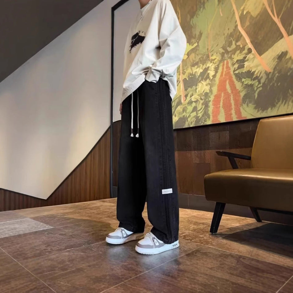 Men’s High Street Wide-Leg Jeans | 3-Bar Casual Pants