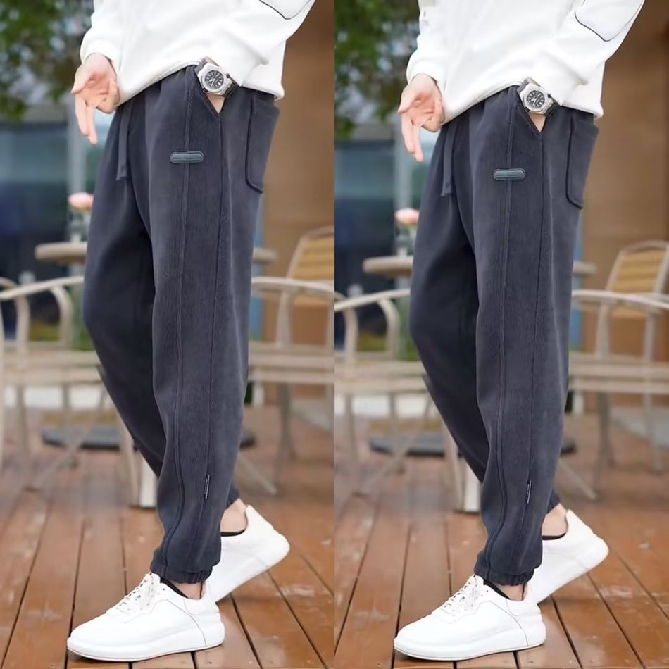 INSTOCK-Corduroy Men's Casual Pants  Loose Fit Straight Leg