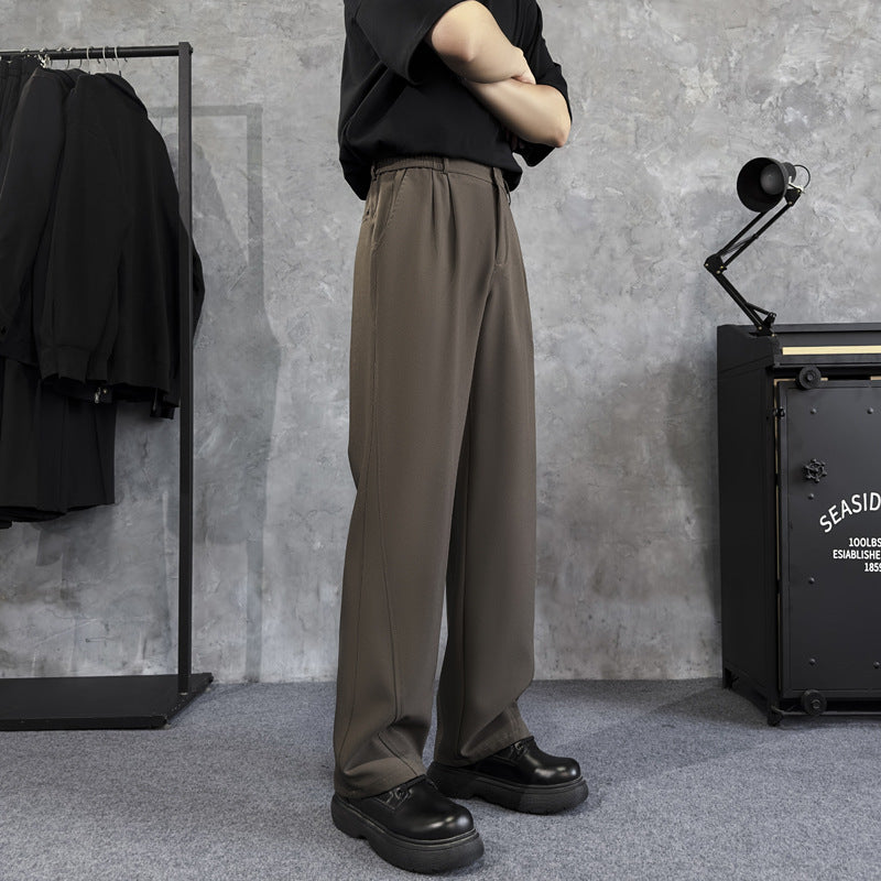 Men’s Textured Washed Retro Slim Straight Winter Pants