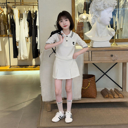 Girls Polo Shirt & Skirt Elegant Set – Refined Kids Fashion Nepal | Tudoholic