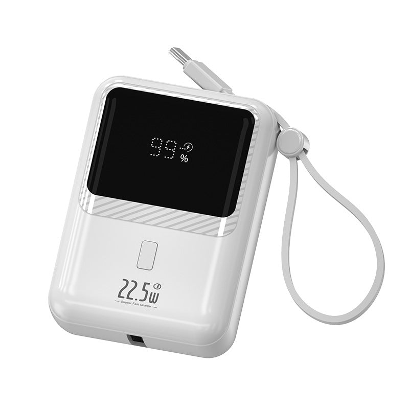 10000mAh Mini Power Bank – Fast Charge, Built-In Cable