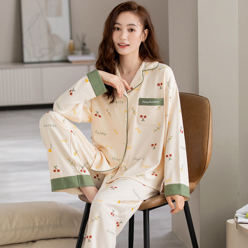 Women’s Long Sleeve Cotton Cardigan Pajama Set