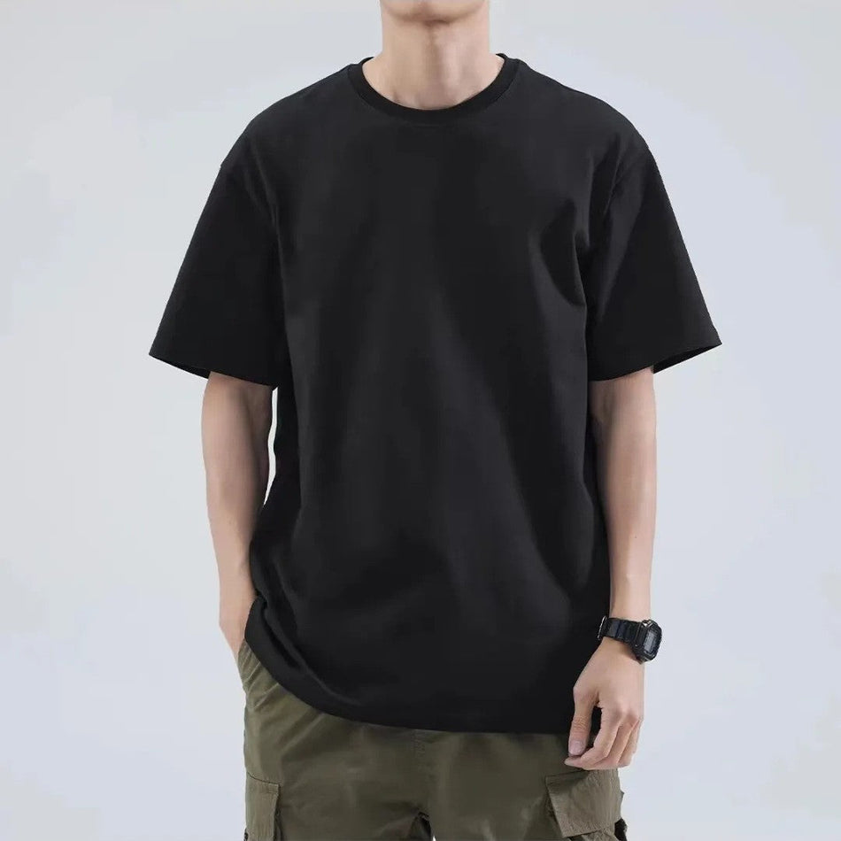 Men’s Heavy Cotton T-Shirt – Loose Round Neck Joker Tee