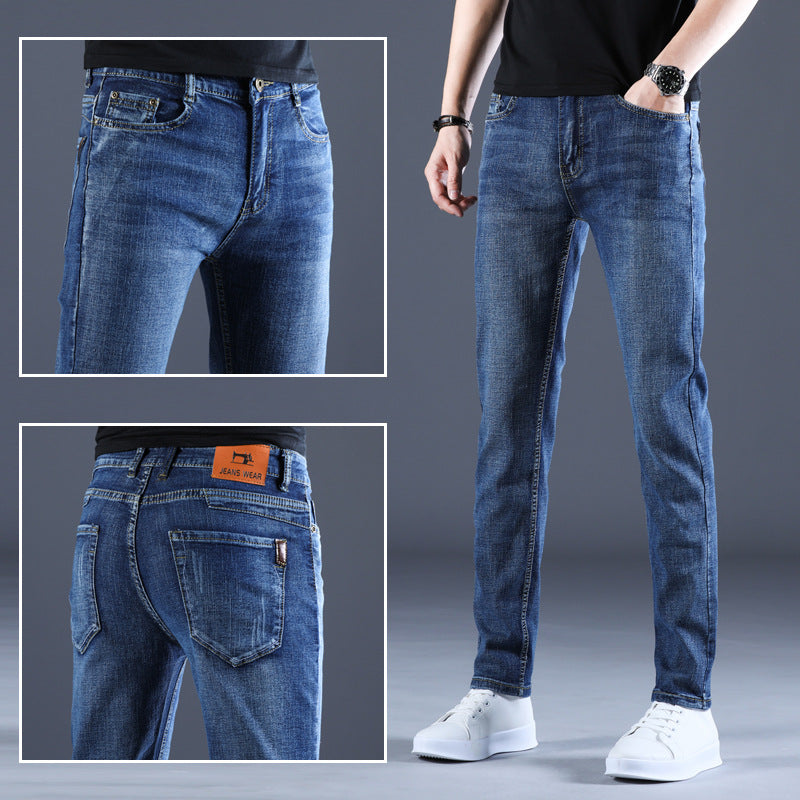 STOCK-Men’s Slim Stretch Jeans –  Summer Straight-Leg Pants