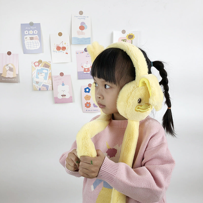 Korean Women’s Duck Plush Earmuffs Cute Moving Ears