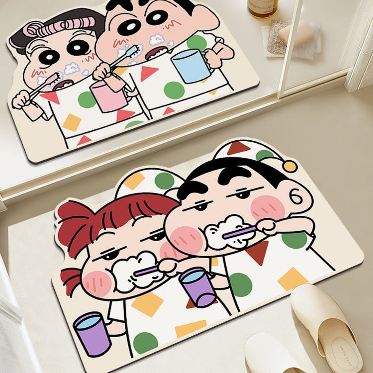 Cute Crayon Bathroom Mat – Water Absorbent Toilet Door Mat,