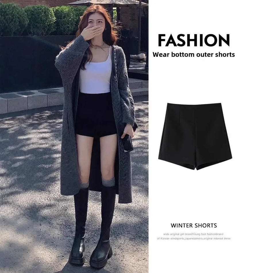 Black A-Line High Waist Shorts – Slimming Stretch Fit