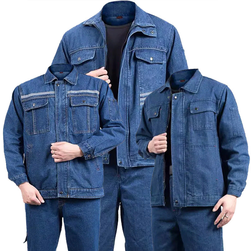 Denim Work Clothes Suit – Reflective & Wear-Resistant
