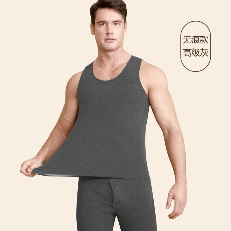 Men’s Wool Thermal Vest Fleece-Lined Seamless Sleeveless Top