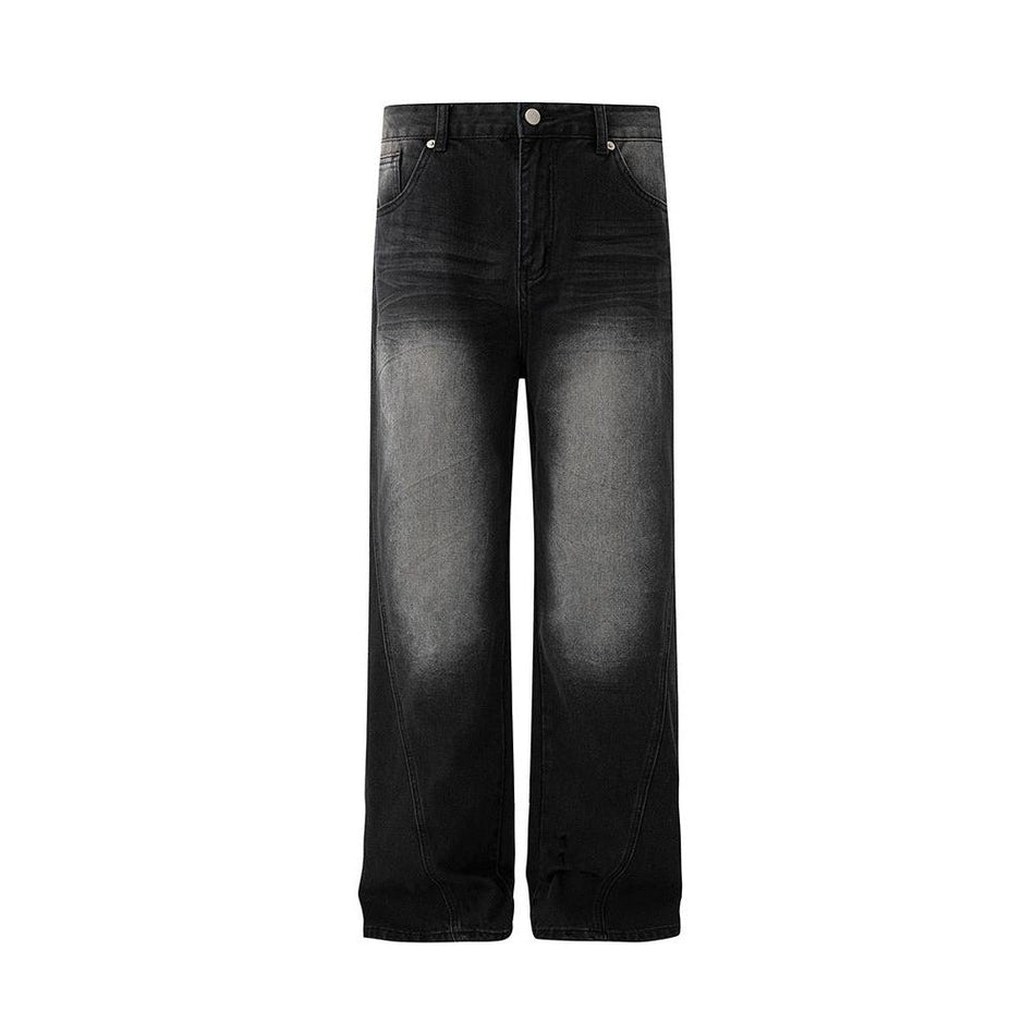 Men’s Korean Style Warm Wide-Leg Straight Jeans Pants
