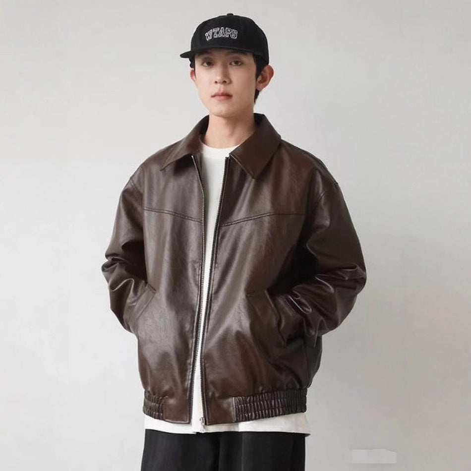 2025 Men’s Lapel PU Leather Jacket | Spring Autumn Motorcycle