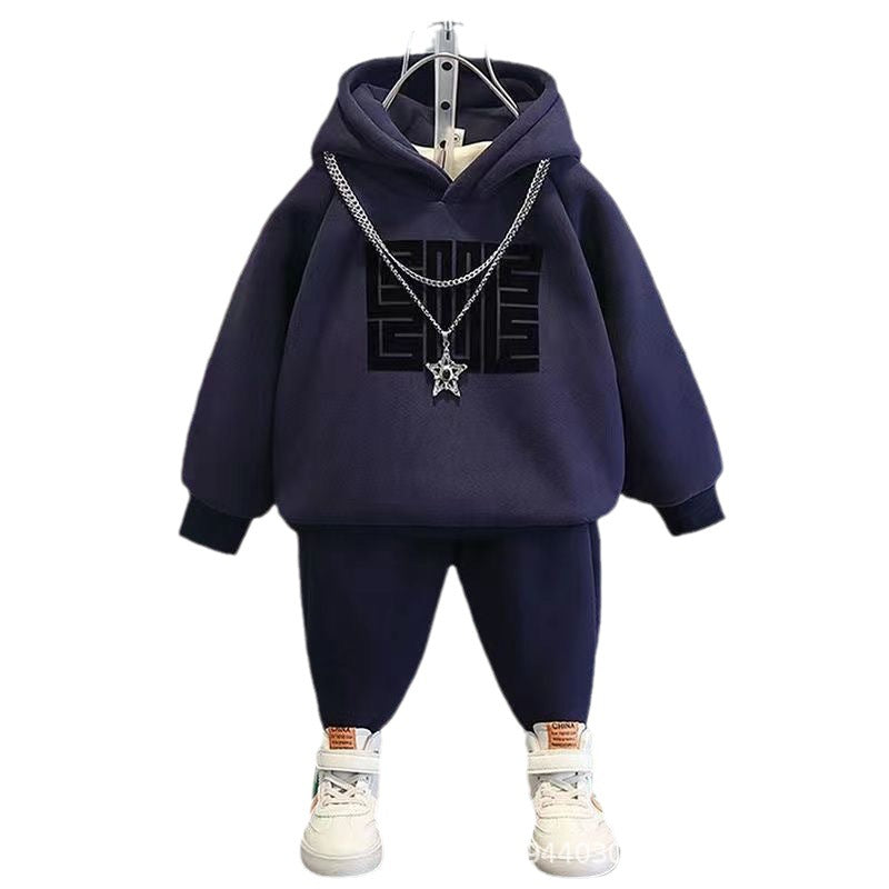 Boys’ Winter Fleece Sweatshirt & Pants Two-Piece Set