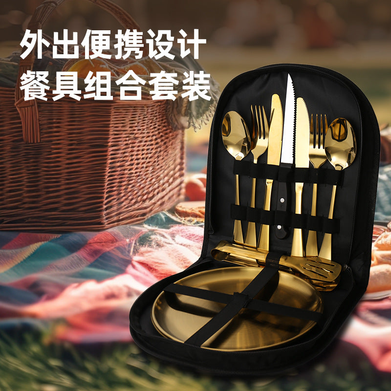 Outdoor Stainless Steel Camping Tableware Knife Fork Spoon Set