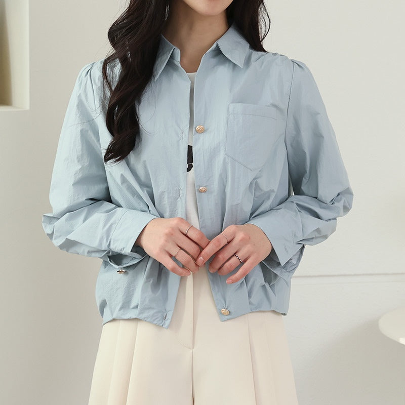 Korean Style Women’s Solid Color Lapel Shirt – Spring