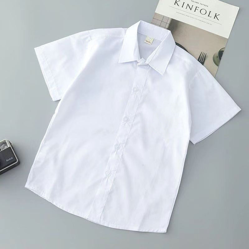 Kids White Short Sleeve School Shirt Unisex Classic