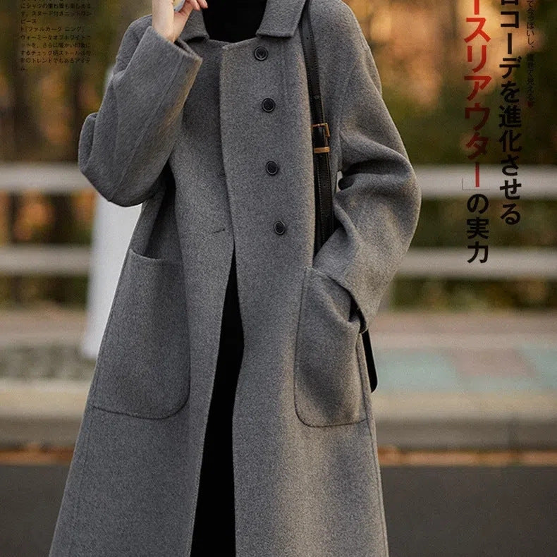 INSTOCK-Plus Size Mid-Length Wool Coat