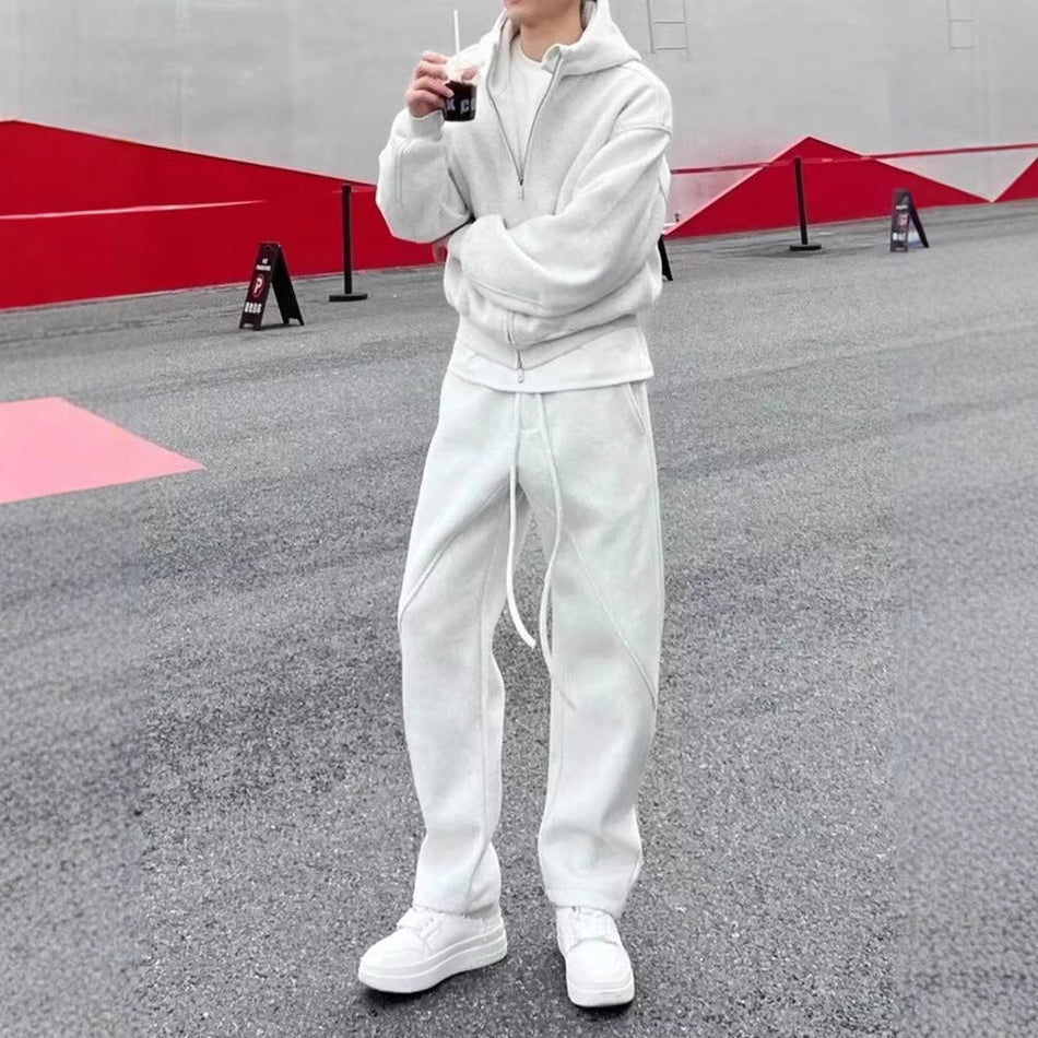 Men's Autumn-Winter Thick Cotton Loose Hooded Sports Suit