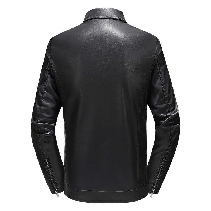 Men’s Slim-Fit Fleece-Lined Leather Jacket