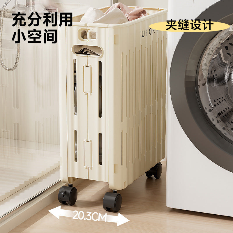 STOCK-Large Folding Laundry Basket with Wheels