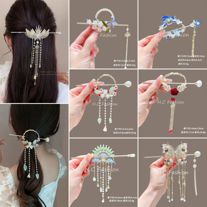 Lily Tassel Hairpin – New Chinese Style Hanfu Accessory