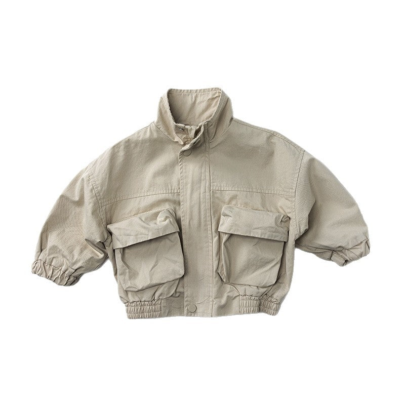 Kids Korean Style Cotton Workwear Jacket Spring Fall