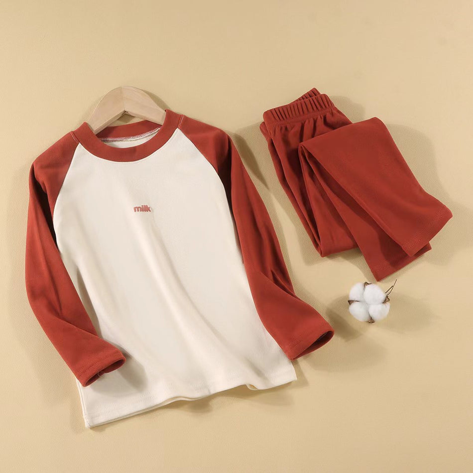 Kids Velvet Pajama Set Boys & Girls Warm Autumn Suit