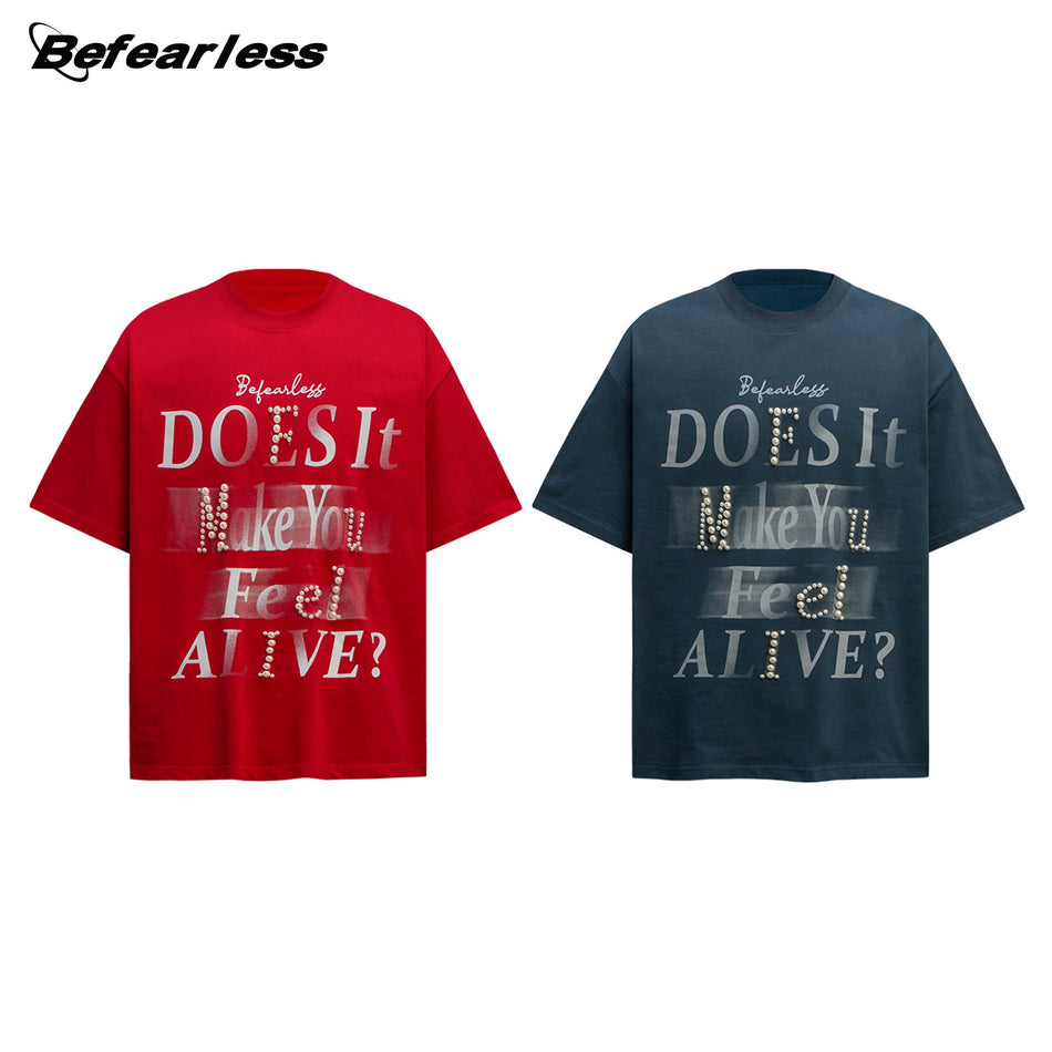 Retro Pearl Print T-Shirt – Vintage Stylish Casual Tee