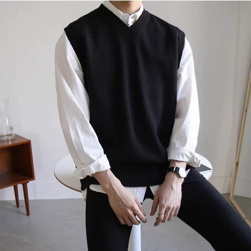 Men’s Korean-Style Sleeveless Knit Vest