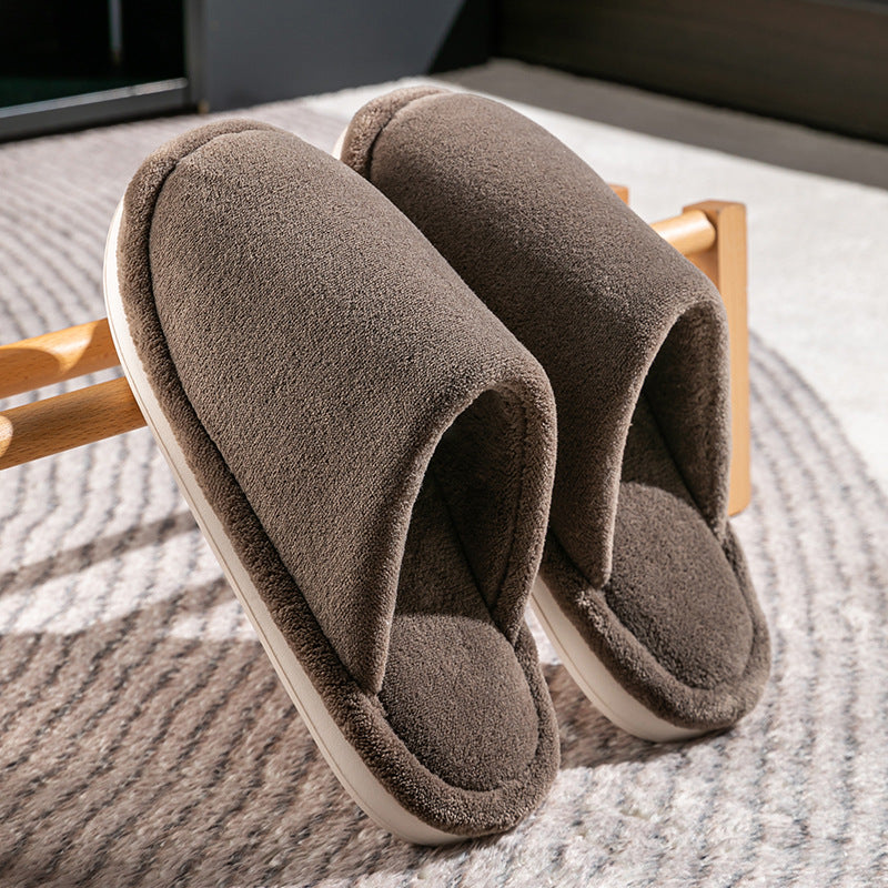 Men’s Plus Size Cotton Slippers – Thick Fleece-Lined Indoor Home