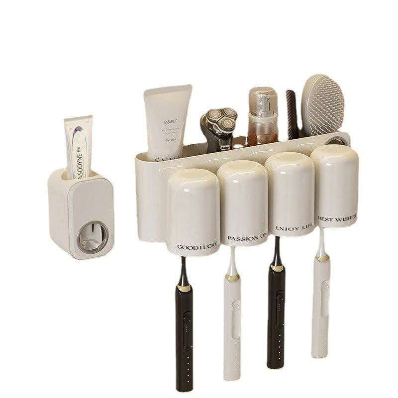 Wall-Mounted Toothbrush Holder Set – Multifunctional Toothpaste &