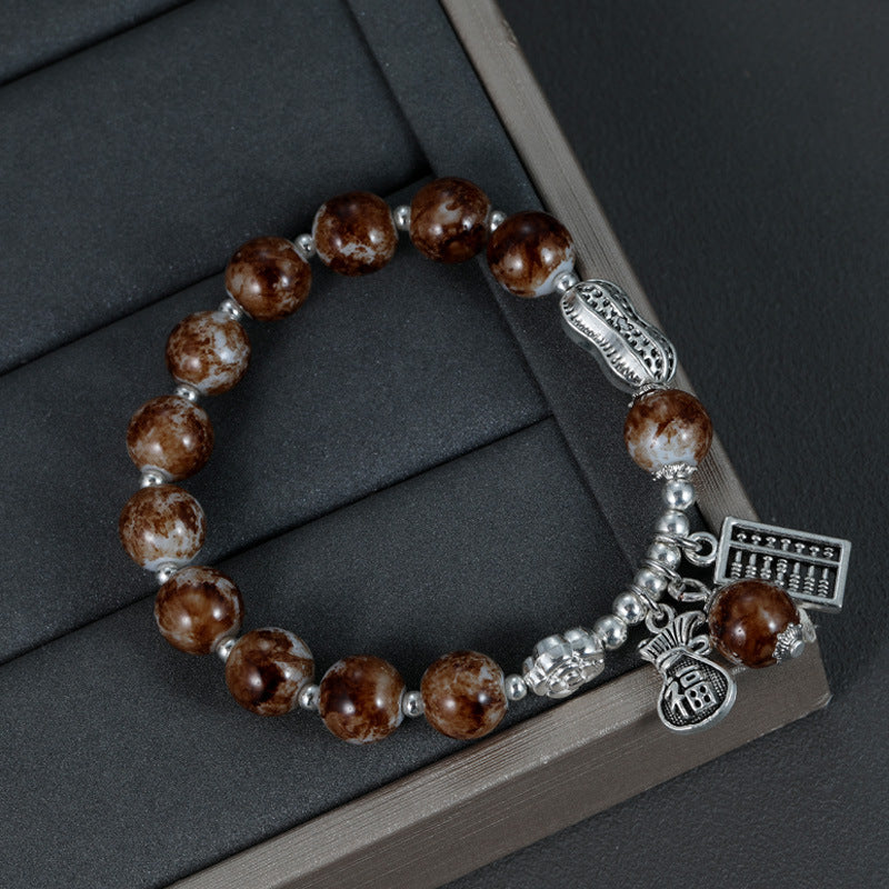Vintage Silver-Plated Peanut Beaded Bracelet