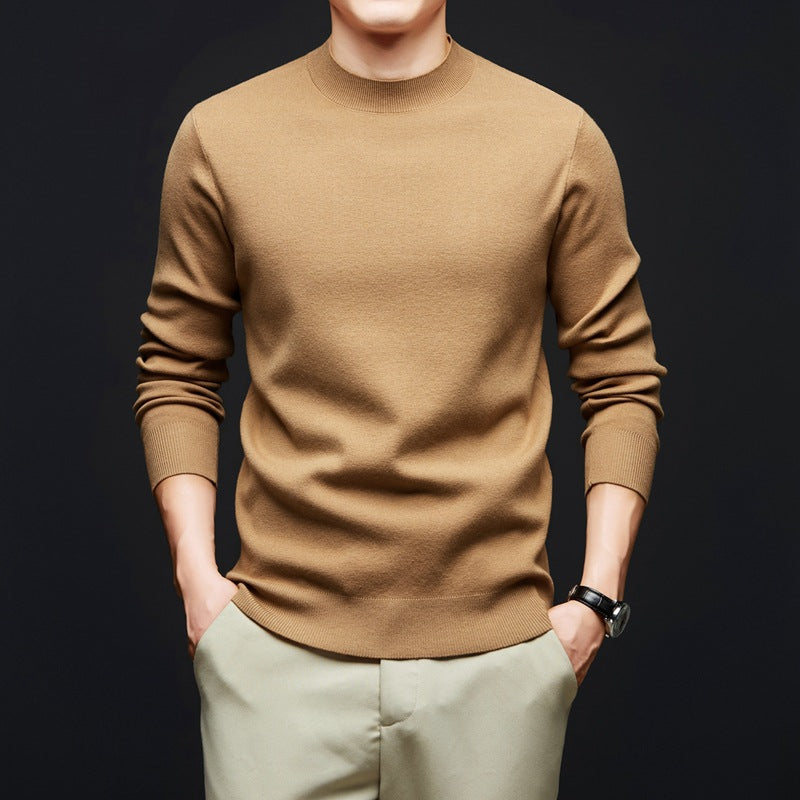 Men’s Half-High Collar Cashmere Sweater – Business Knit