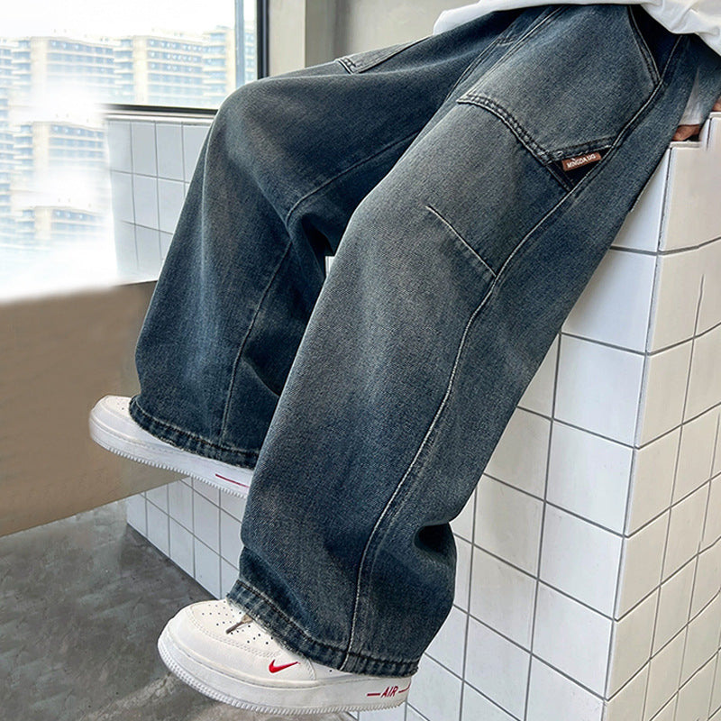 Boys Casual Denim Wide Leg Pants Autumn Winter 2025