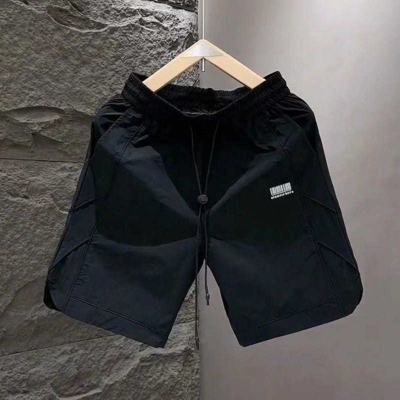 INSTOCK-Trendy Embroidered Ice Silk Shorts  Summer Style for Men