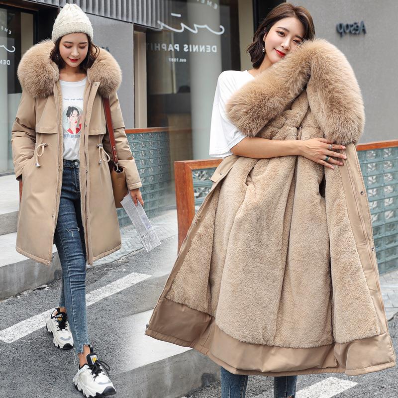 Plus-Size Korean Style Mid-Length Cotton Jacket