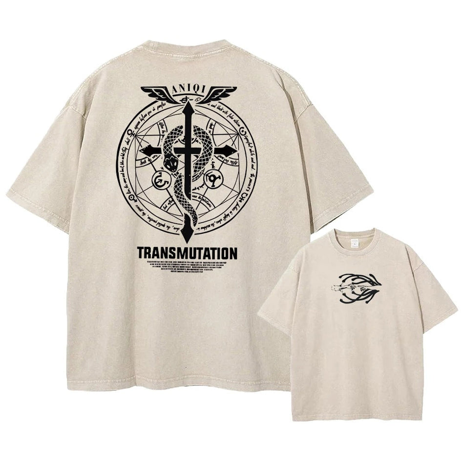 Anime Fullmetal Alchemist Retro Printed T-Shirt Men Street