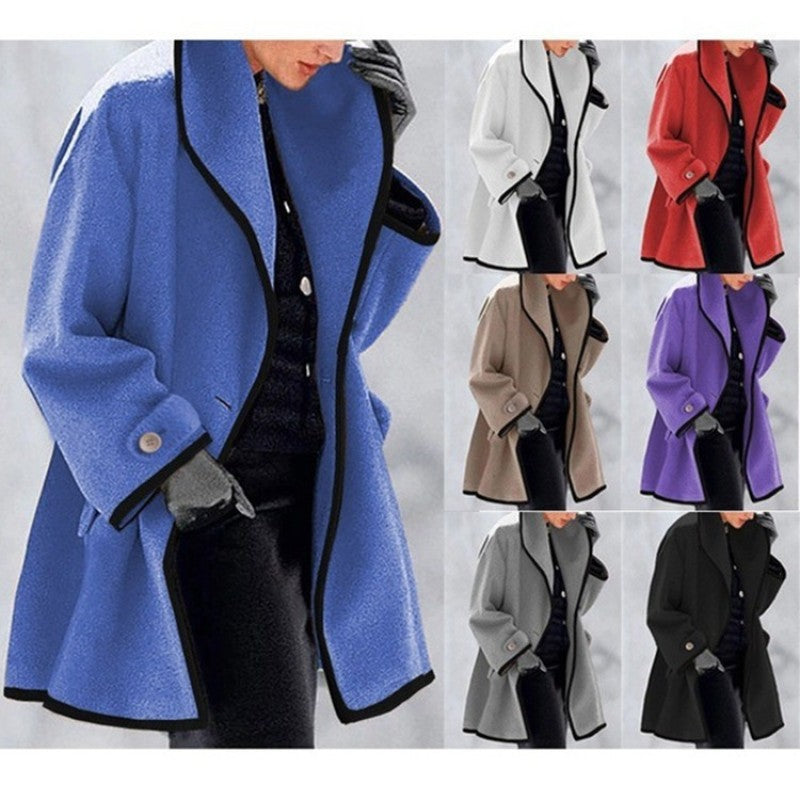 Colorful Hooded Woolen Coat Women