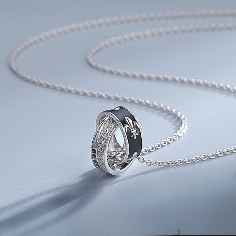 Knight Spirit Double Ring Necklace – Men’s Hip-Hop Pendant