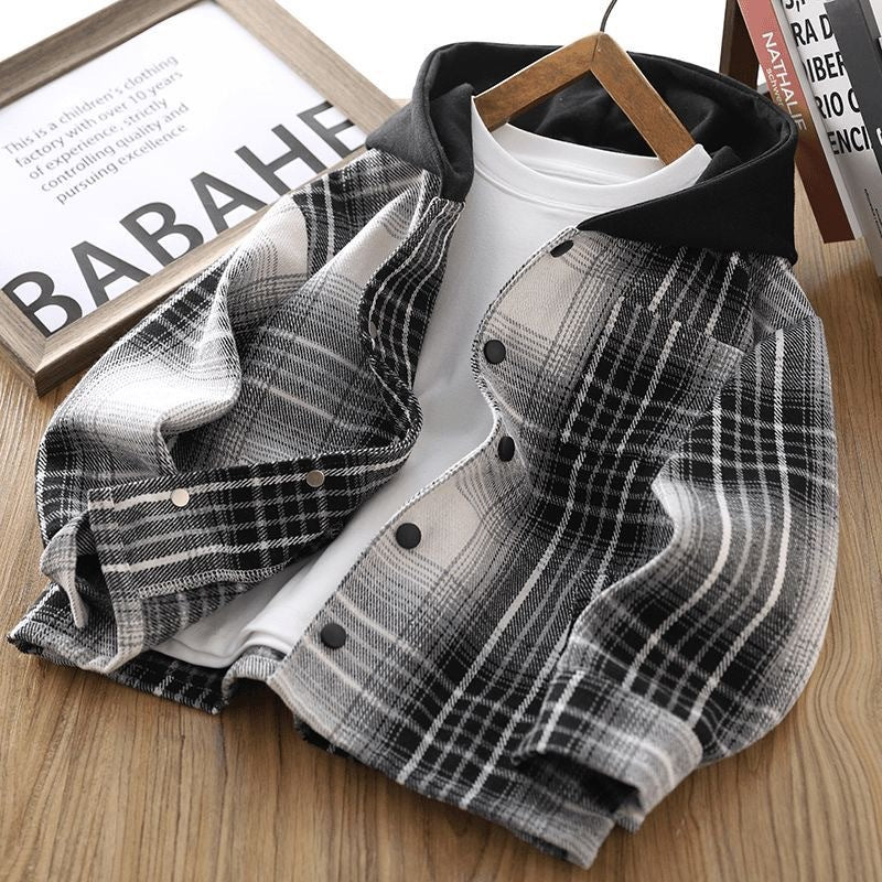 Boys Plaid Hooded Jacket | Stylish Autumn Streetwear