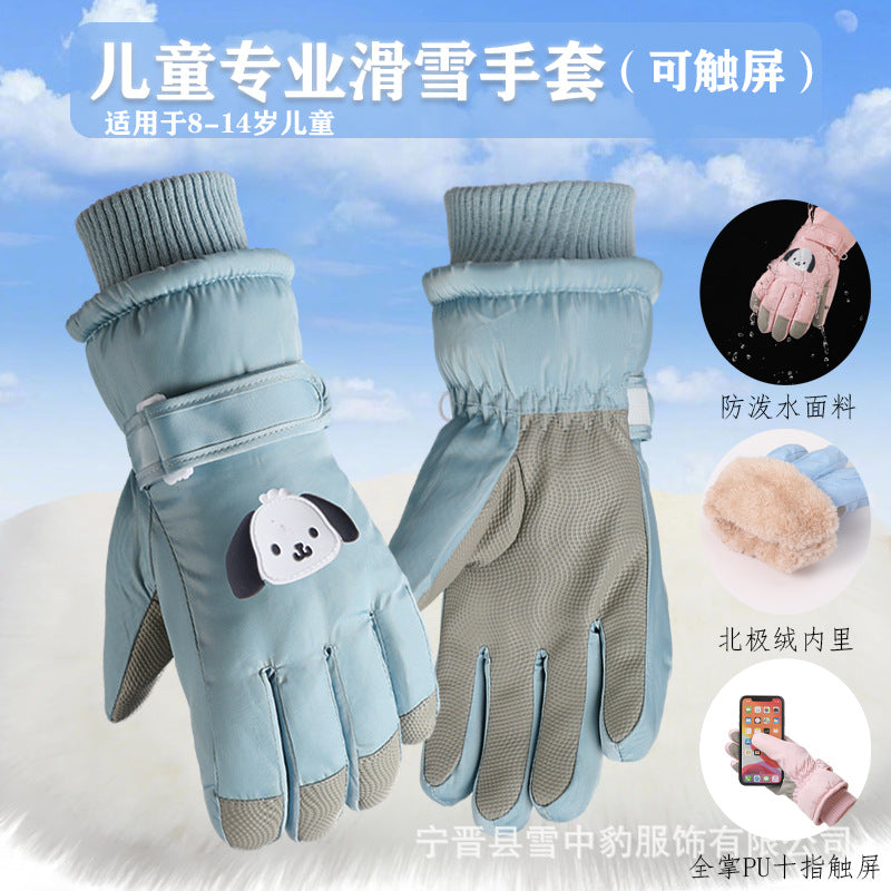 Children Ski Gloves Winter Thickened Velvet Warm NonSlip Men
