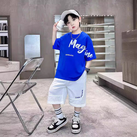 Boys’ Summer 2025 Korean-Style Sports Two-Piece Set – Summer Kids Fashion Nepal | Tudoholic