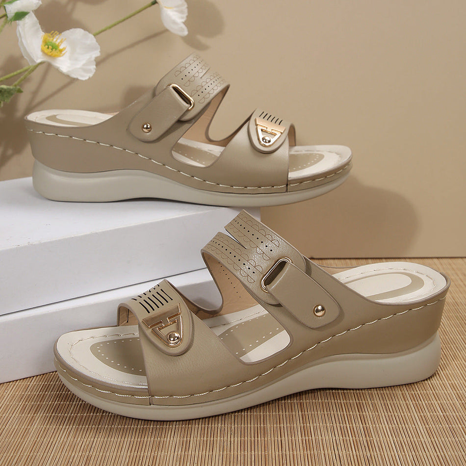 Women’s Fish Mouth Wedge Slippers Thick Sole Large Size Summer
